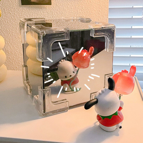 Lámpara cubo LED con tulipanes espejo 3D - Image 12