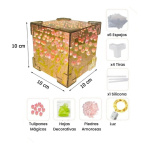 Lámpara cubo LED con tulipanes espejo 3D - Image 14