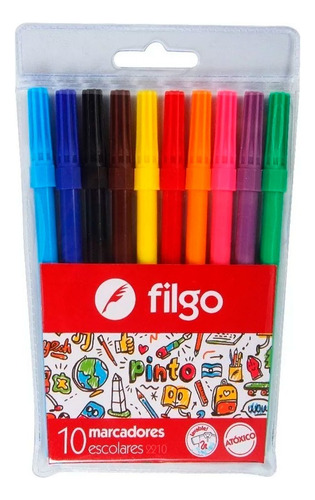 Marcadores Fibras Filgo Colores Dibujo X 10 Colegio 2210 - Image 1