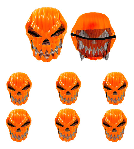 Pack X6 máscara de calabaza rígida Halloween Yj0910