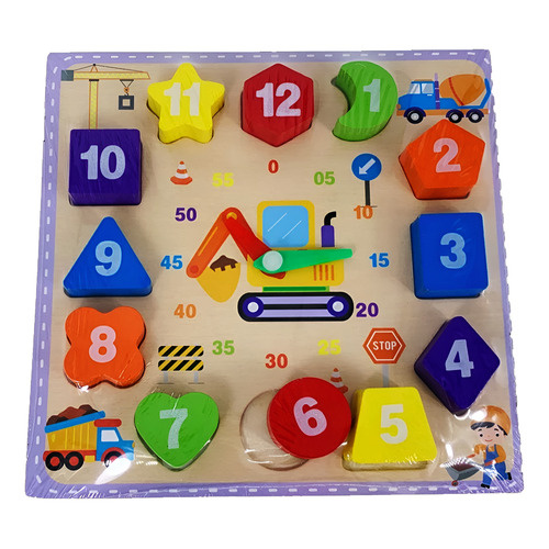 Reloj De Encastre De Madera Juego Didáctico Infantil Mt08924