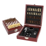 Set De Vino 4 Piezas + Ajedrez En Caja Estuche De Madera