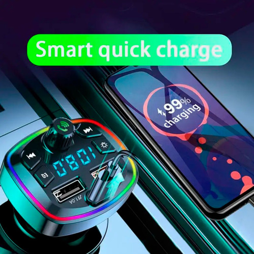 Transmisor Fm Bluetooth Auto Cargador Usb Multicolor Q7 - Image 6