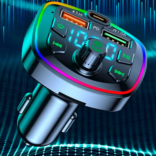 Transmisor Fm Bluetooth Auto Cargador Usb Multicolor Q7 - Image 5