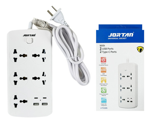 Zapatilla eléctrica con 5 toma corriente y 2 USB 25012 - Image 2