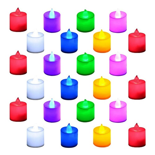 24 Velas Led multicolor a pilas