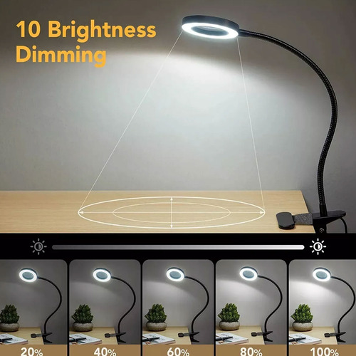 Lámpara lupa X 5 de escritorio con luz LED 3 colores - Image 6