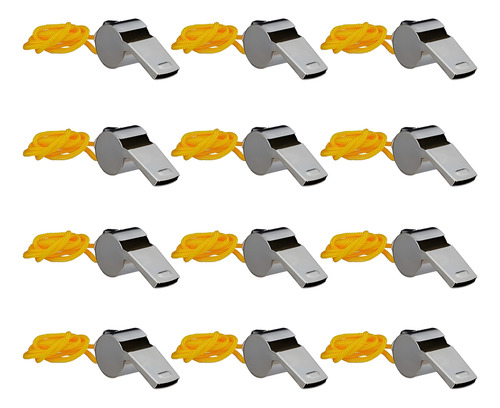 Silbato Arbitro Plateado De Metal Con Correa X 12 Unidades - Image 1