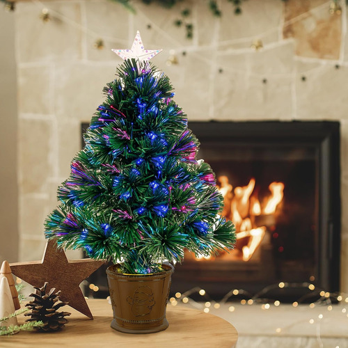 Árbol de navidad con estrella y luces LED RGB