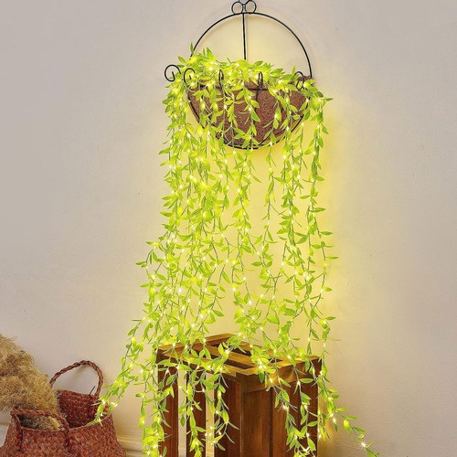 Cortina guirnalda hojas sauce luz solar LED H312ss