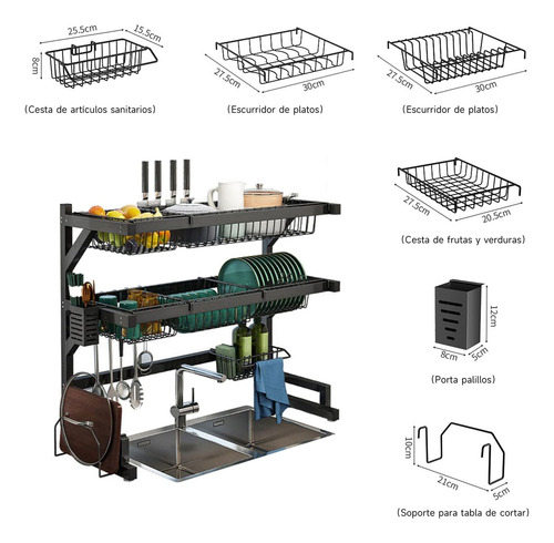Escurridor seca platos organizador 3 niveles G2007 - Image 3