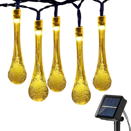 Guirnalda luces solar LED cálidas 20 gotas Xh612 - Image 1