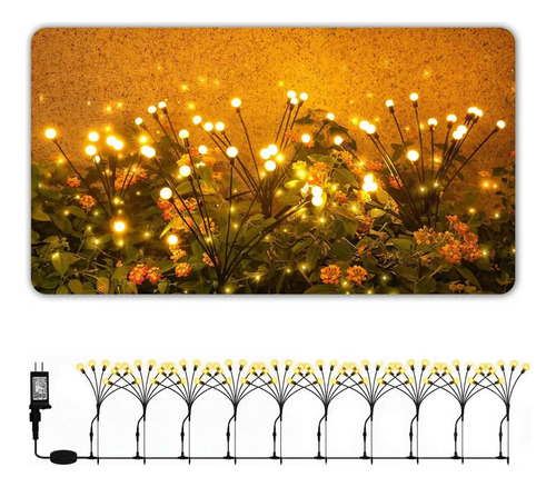 Guirnalda de luciérnagas luces 10 estacas con 60 bolas LED Lj40