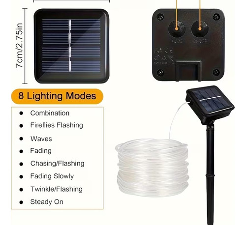 Manguera luces LED RGB con panel solar 7 metros C-91001 - Imagen 9