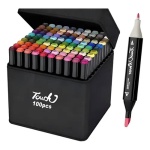 Marcadores doble punta fibrones X 100 colores en bolso