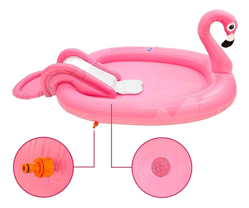 Pileta flamenco inflable infantil con tobogán 22962 - Image 5