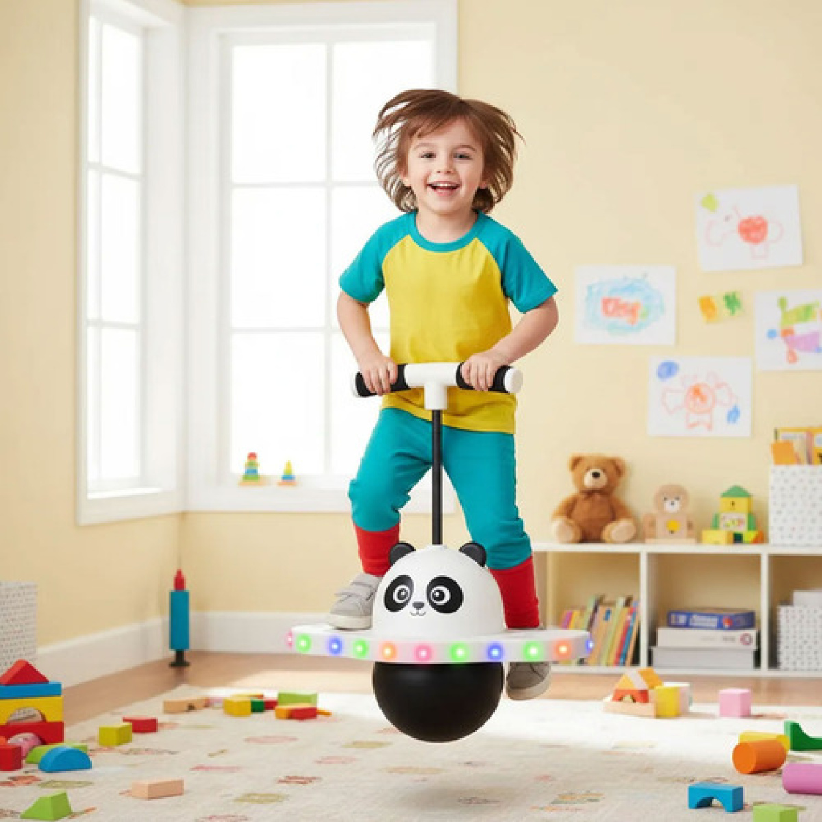 Mise à niveau rose - bâton de saut en mousse lumineuse améliorée pour enfants, jeux de plein air