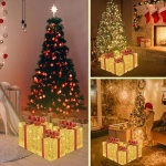 Set X3 Cajas Regalo Adorno Árbol Navidad Luz Led Calida 220v - Imagen 3