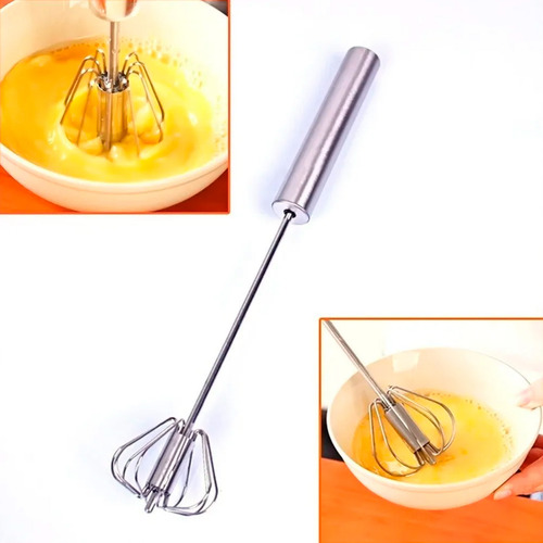 Batidor mezclador de 30 cm semiautomático de acero inoxidable – vista lateral