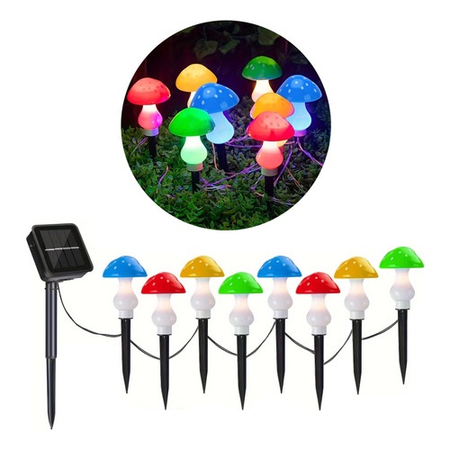 Guirnalda solar 8 hongos luces LED multicolor M0502