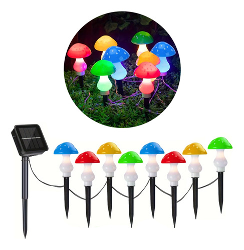 Guirnalda solar 8 hongos luces LED multicolor M0502