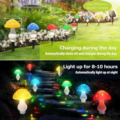Guirnalda solar 8 hongos luces LED multicolor M0502 - Imagen 5