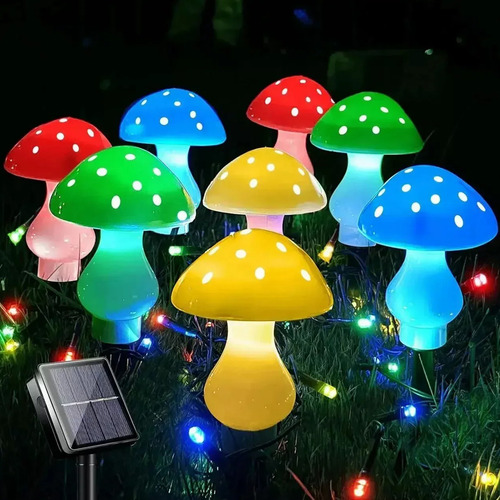 Guirnalda solar 8 hongos luces LED multicolor M0502 - Imagen 2