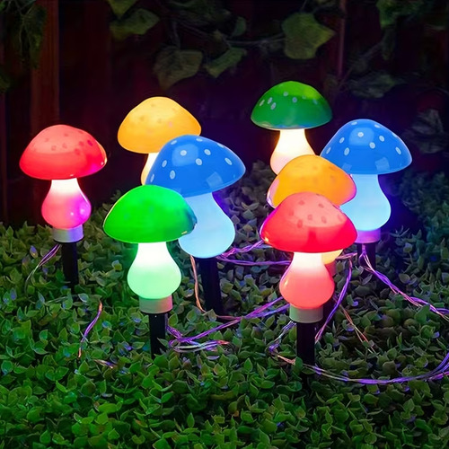 Guirnalda solar 8 hongos luces LED multicolor M0502 - Imagen 4