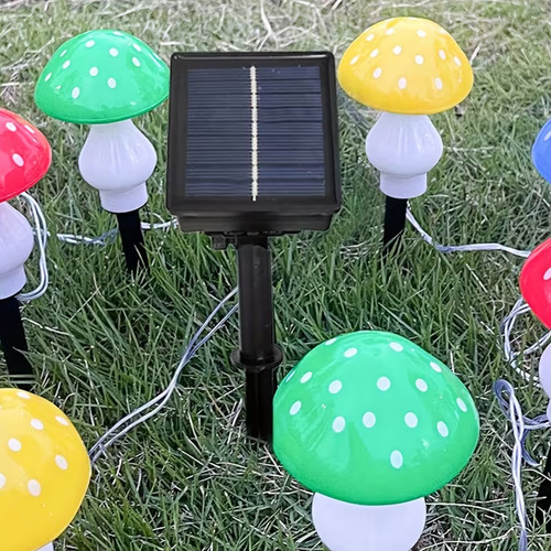 Guirnalda solar 8 hongos luces LED multicolor M0502 - Imagen 7