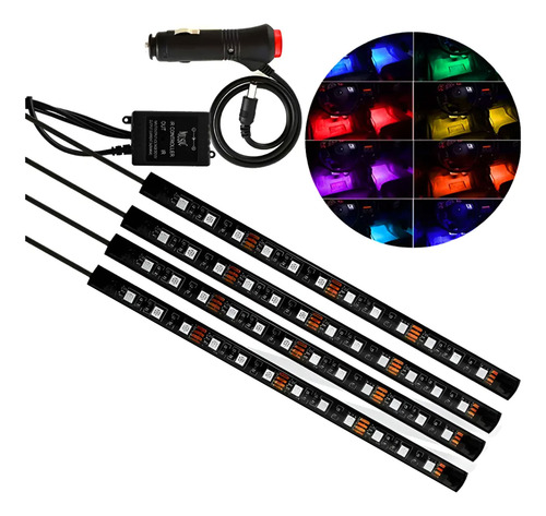 Luz Led Rgb Tunning Para Interior De Auto Con Control - Image 1