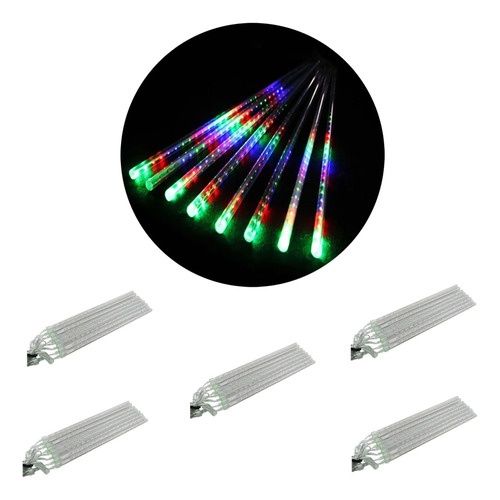 Pack X5 tira luces LED cascada tubos lluvia meteoritos