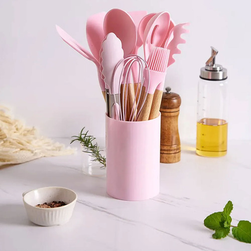 Set Utensilios Kit X12 Silicona De Cocina Mango Madera 90493 - Image 24