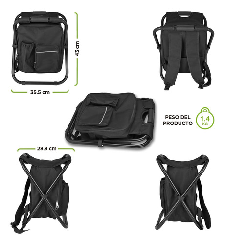 Silla de camping plegable 3 en 1 con mochila y hielera 52005 - Imagen 6