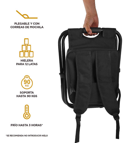 Silla de camping plegable 3 en 1 con mochila y hielera 52005 - Imagen 3