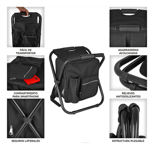 Silla de camping plegable 3 en 1 con mochila y hielera 52005 - Imagen 5
