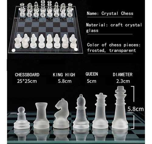 Ajedrez de vidrio tablero cristal juego de mesa hogar Ea-387 - Image 9