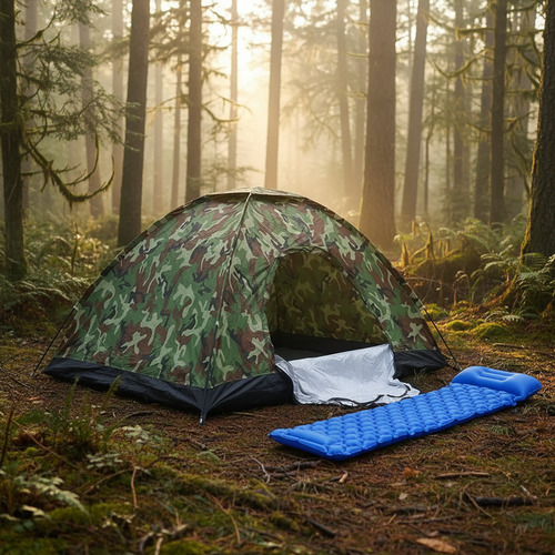 Carpa camuflada 3 personas  Ks-1030 + Colchón Inflado rápido - Image 8