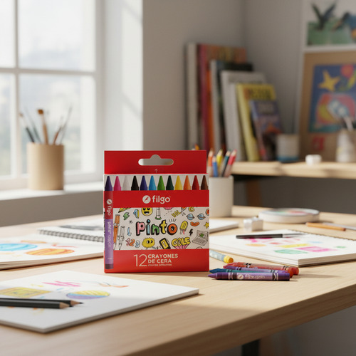 Crayon Crayones X 12 Colores Cera Utiles Escolares En Caja - Image 5