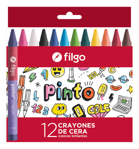 Crayon Crayones X 12 Colores Cera Utiles Escolares En Caja - Image 1