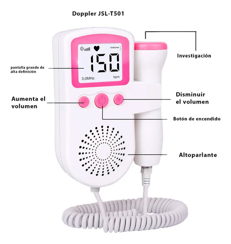 Doppler fetal detector frecuencia latidos portátil Jsl-t501 - Image 25