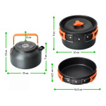 Juego de ollas camping senderismo 3 en 1 con tetera Gt-308 - Image 7