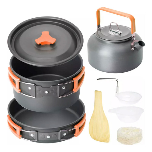 Juego de ollas camping senderismo 3 en 1 con tetera Gt-308 - Image 4