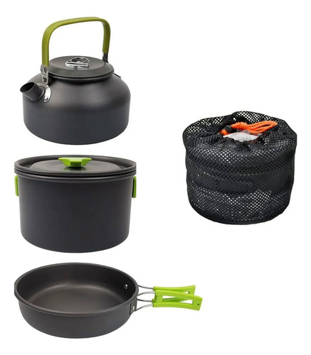 Juego de ollas camping senderismo 3 en 1 con tetera Gt-308 - Image 3