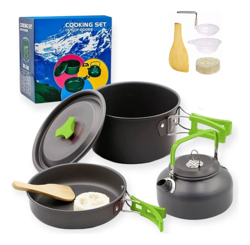 Juego de ollas camping senderismo 3 en 1 con tetera Gt-308 - Image 1