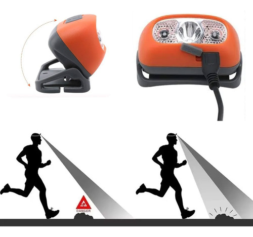 Linterna minero led vincha recargable usb con sensor et8776 - Image 9