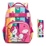 Mochila escolar 16 pulgadas unicornio infantil + cartuchera