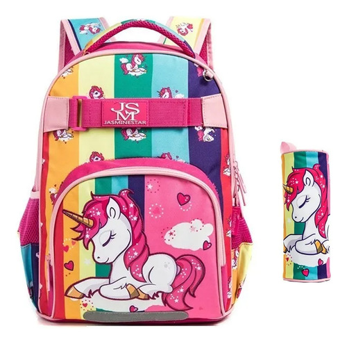 Mochila escolar 16 pulgadas unicornio infantil + cartuchera - Image 1