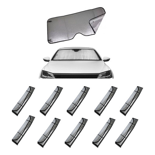 Pack 10 Parasol Cortina Delantera Protectora Metalizada Auto