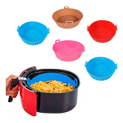 Pack X5 Bandeja De Freidora Aire Redonda Silicona 16 Cm 8888