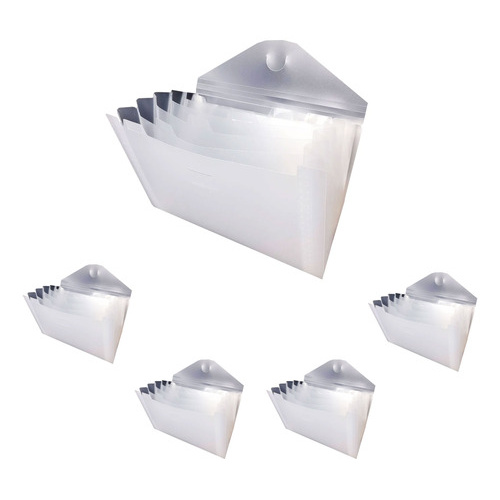 Pack X5 Carpetas Portafolio A4 Transparente Oficina Lib0393